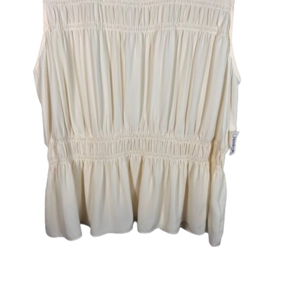 Lark & Ro Womens Blouse Top Sleeveless Ruching Feminine Ivory Plus Size XXL - Picture 4 of 12